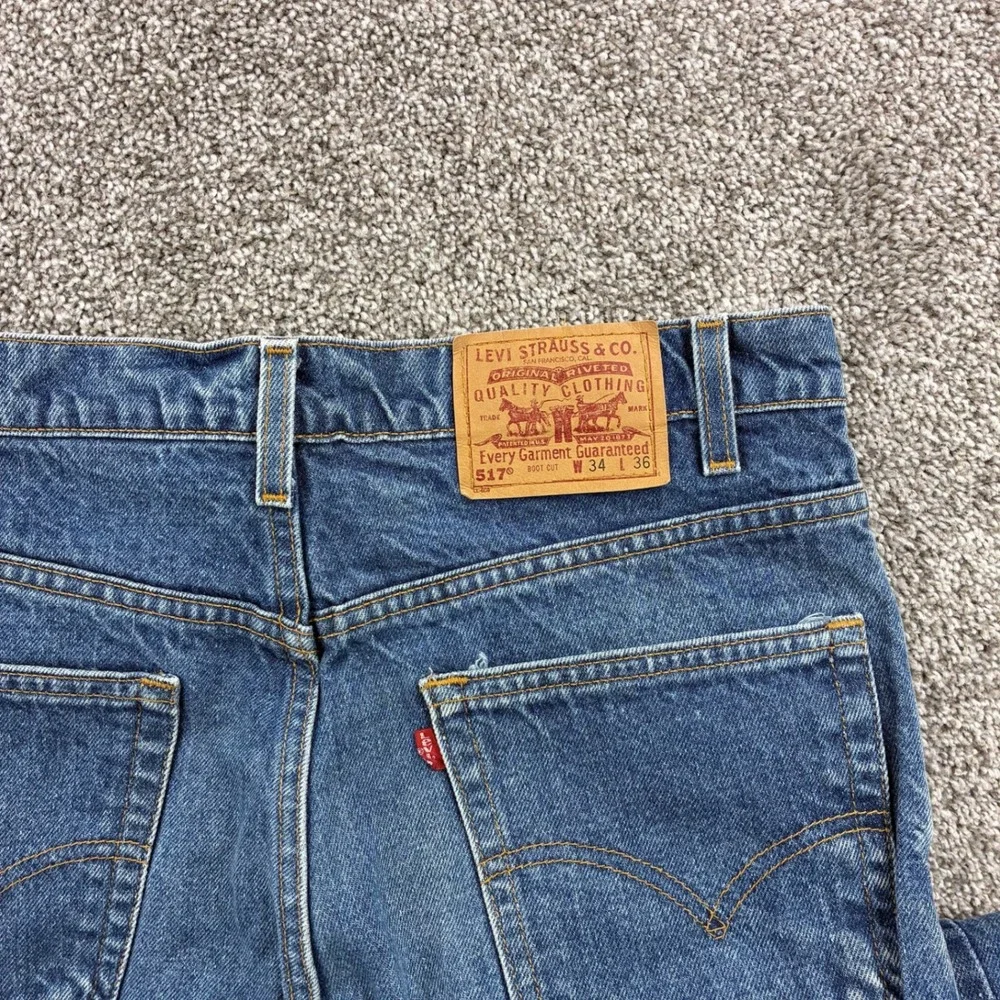 Vintage Levi's 517 Jeans Mens 34x36 Blue Cotton Boot Cut Denim USA Made